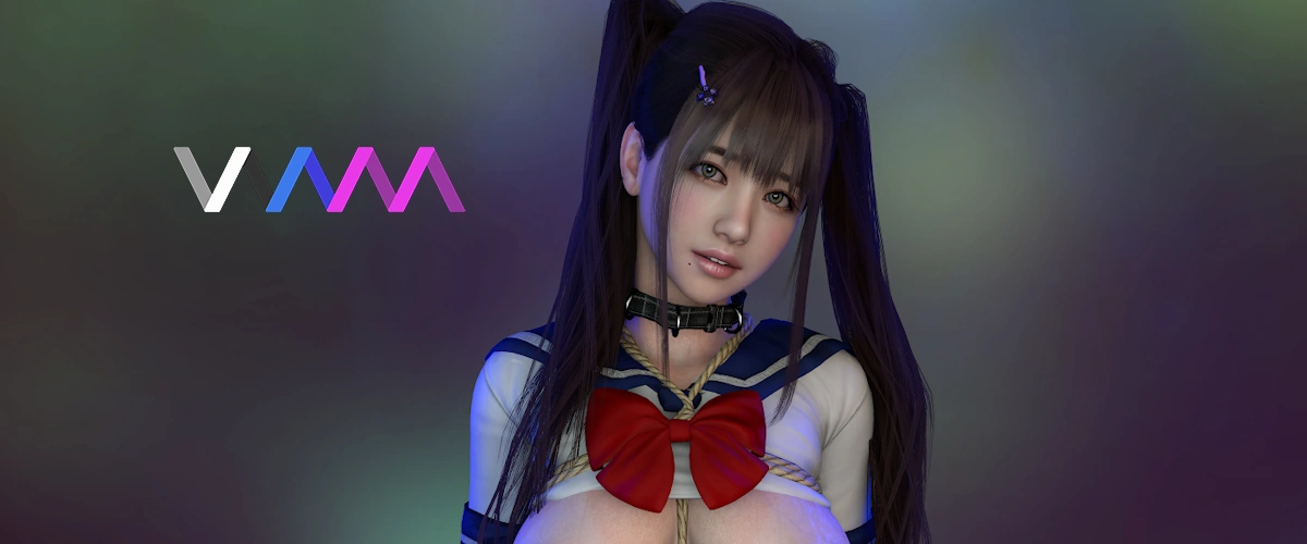 An asian virt-a-mate female avatar and logo