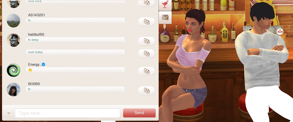 Chat window at the bar in yareel